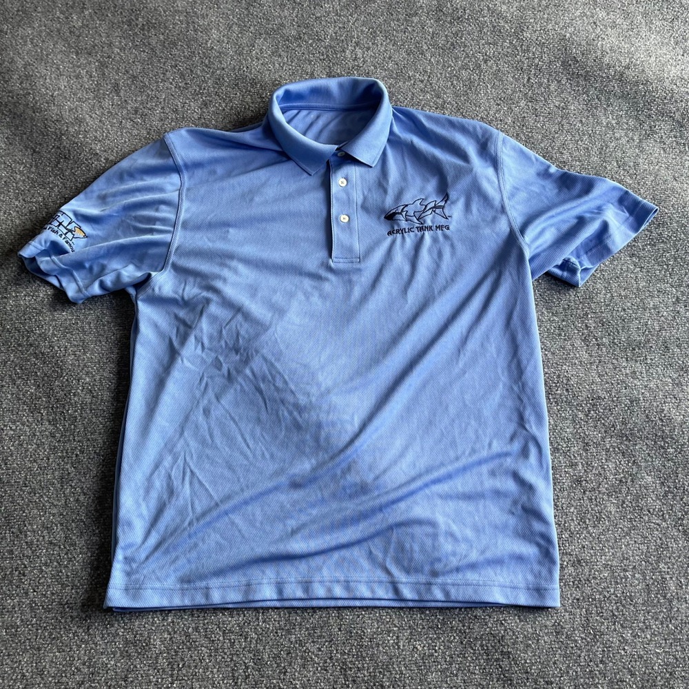 Acrylic Tank Manufacturing Polo Shirt Mens XL Blue Shark Tanked TV‎ Show ATM 434